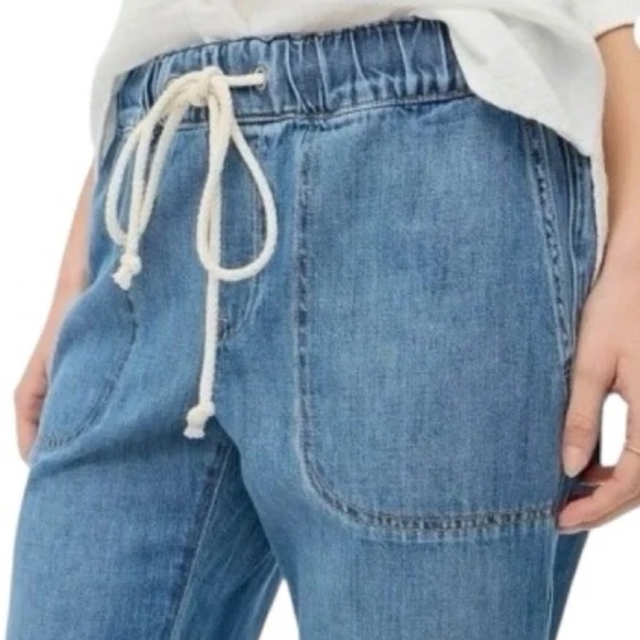 J. CREW Cropped Straight Leg Denim Drawstring Pants Size 28 - Picture 2 of 10